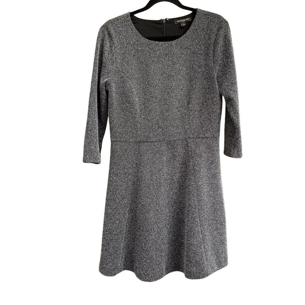 Banana Republic Charcoal Grey Herringbone Textured Women’s Dress 12, Fit & Flare